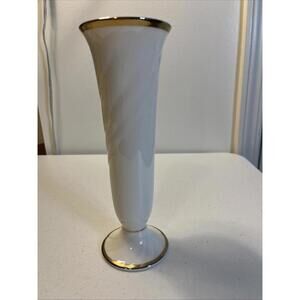 Vase Noritake Gold and Platinum Collection China Fluted Ivory 8.75in.